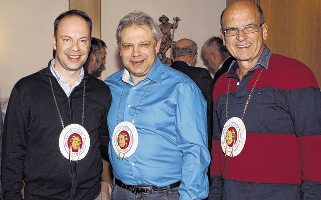 Zu Ehrennarren der Frohsinnzunft ernan...truff, Thomas Hfler und Herbert Moch   | Foto: Roger Mller