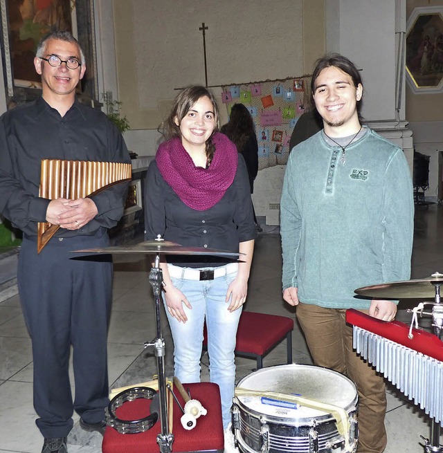 Gregor Schmitz (links), Lisa Schmitz u...rem Konzert in der  St. Josefskirche.   | Foto: Ingrid Arndt