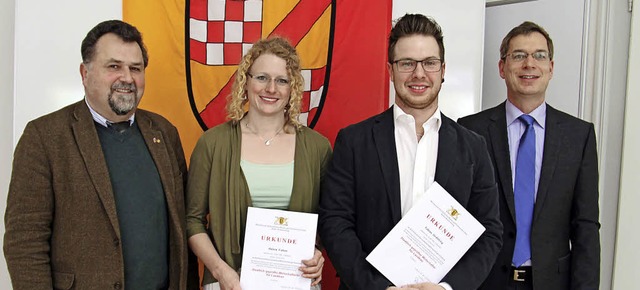 Dieter Blae, Abteilungsleiter Landwir...ingen) und Tobias Grbling (Breisach).  | Foto: Gerda Oswald