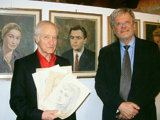 <Text> Herwig Ruch (links) mit Markus ...ler an der Kunstakademie Karlsruhe  .  | Foto: Roswitha Frey