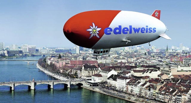 Ein Zeppelin vom Bodensee macht im Sommer eine Woche in Basel Station.   | Foto: MontAge: Jules Kitano