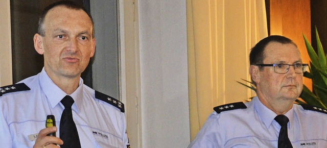 Polizeipostenleiter Peter Mller und P...in referierten  bei der IG  Budenfest.  | Foto: Marco Schopferer