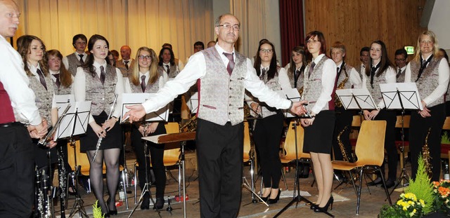 Zufriedenheit stand den Musikern und d...em MV Blumegg ins Gesicht geschrieben.  | Foto: Dietmar Noeske