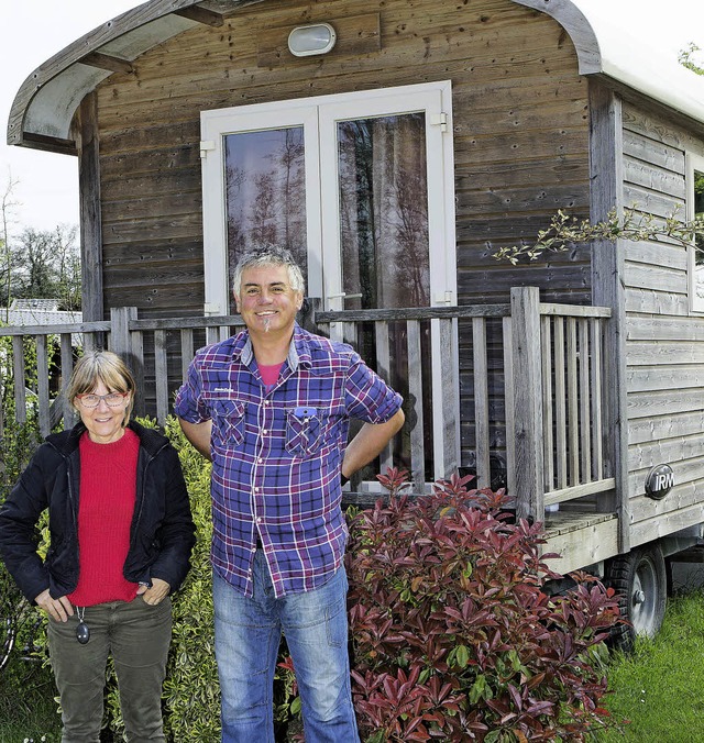 Gasteltern: Campingplatzbetreiber Anne... stellten ein Mobilhome zur Verfgung.  | Foto: Wilfried Dieckmann