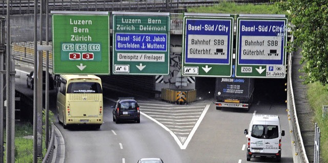 Die Handelskammer beider Basel fordert...s Gellertdreieck auf der Osttangente.   | Foto: Daniel Gramespacher