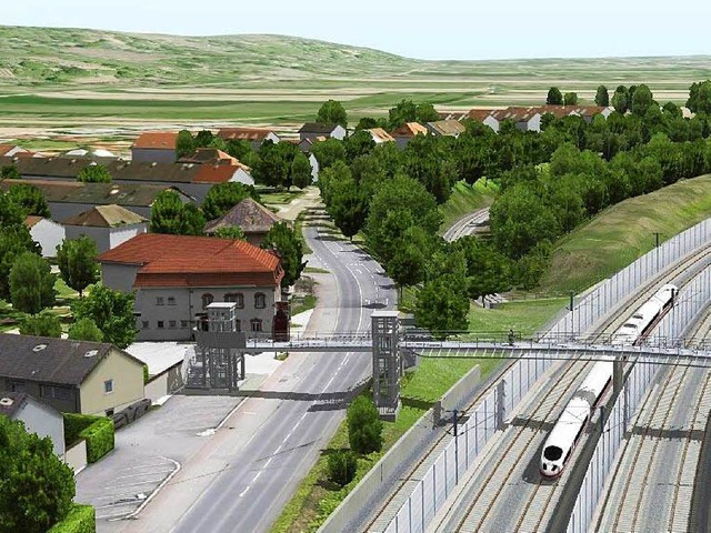 Der IC fhrt auf der neuen Trasse durch Haltingen.  | Foto: Deutsche Bahn