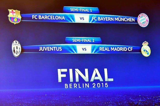 So sehen die Halbfinalpartien in der Champions League 2015 aus.  | Foto: AFP