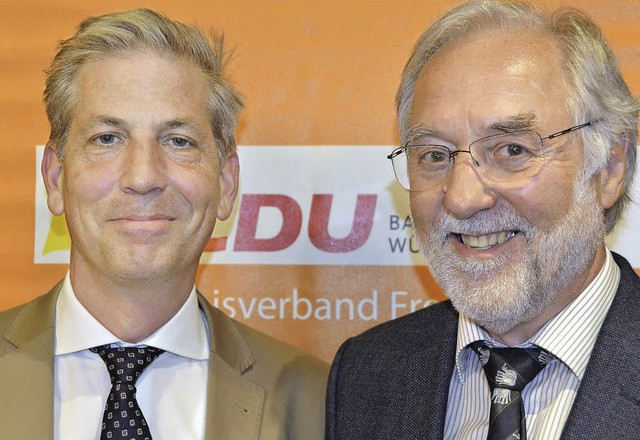 Der alte und der neue CDU-Chef (von li...le und sein Nachfolger Peter Kleefass  | Foto: Uwe Mauch