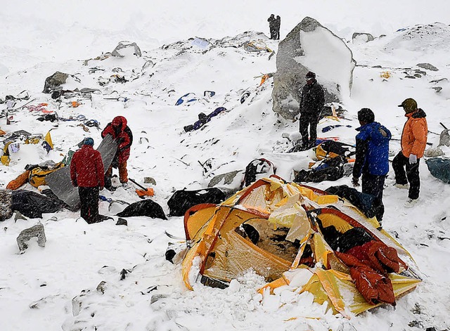 Das Basislager wurde zerstrt.   | Foto: AFP