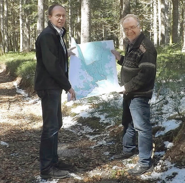 Bei der Waldflurbereinigung im Bereich...stellung des Wege- und Gewsserplanes.  | Foto: wolfgang adam