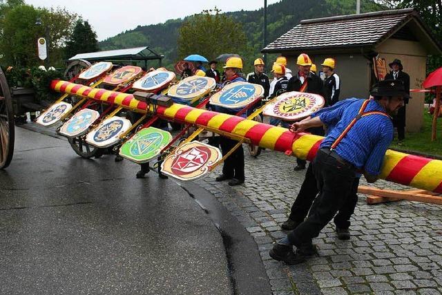 Foto: Maibaumstellen, Umzug und Maientanz in Bleibach