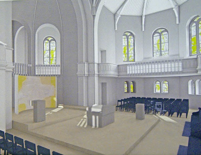 So soll der  neue Chorraum   der Kirche einmal aussehen.   | Foto: Entwurf: Architekturbro Sandhaus