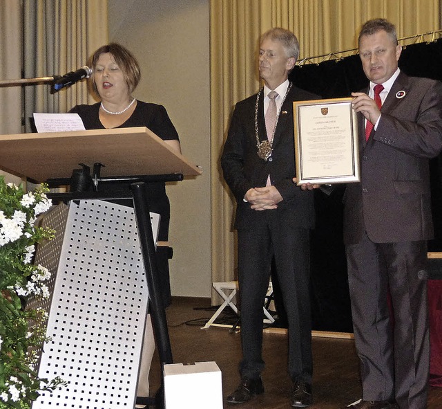 Der langjhrige polnische Partnerschaf...usses Kazimierz-Staufen, Beata Lsch.   | Foto: Manfred Burkert