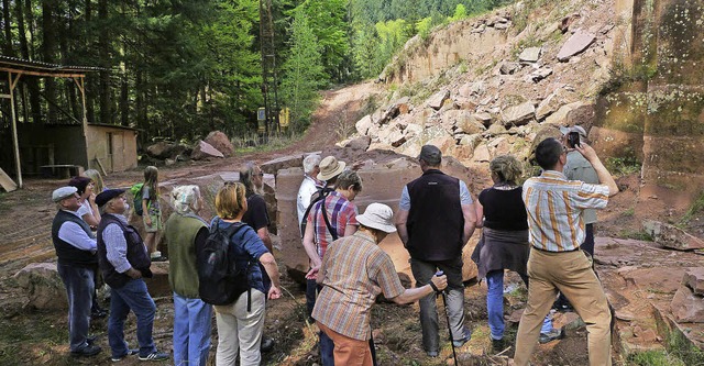 Exkursionsteilnehmer erfuhren viel Wissenswertes zum Thema Sandsteinabbau.  | Foto: Privat
