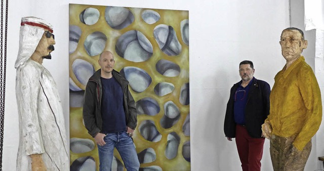 Christoph Dittrich (von links) und Cle...;Membran&#8220; in der Galerie Menzel.  | Foto: Ute Schler