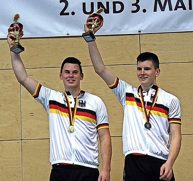 Deutsche Radballmeister U19: Joshua Eckert (li.) und Robin Leber (RSV flingen)   | Foto: zvg