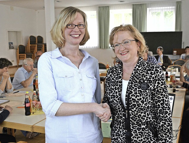 Marion Schlinke (links) und Ortsvorste...de der Ortschaftsratssitzung in Herten  | Foto: Heinz Vollmar