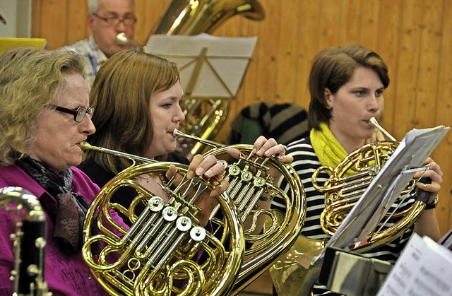 Musikerinnen und Musiker aus der Stadt...uingen und Brombach proben gemeinsam.   | Foto: ZVG