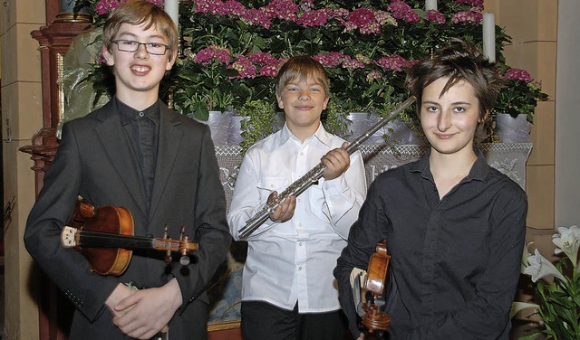 Beim Konzert in Oberried: Elias Falk, ...l Mller und Milan Mller (von links)   | Foto: Hesser
