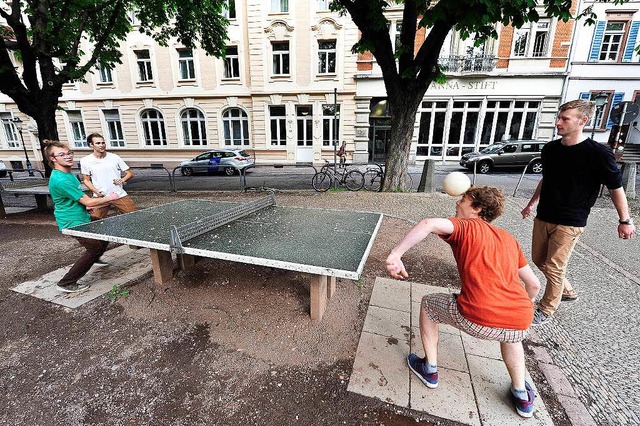 Kopfball-Tischtennis &#8211; kurz:  He...es Goethe-Gymnasium in der Wallstrae.  | Foto: Thomas Kunz