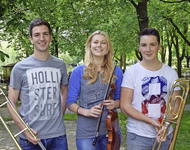 Hochmotiviert fr die Musik (von links... Meyer, Jennifer Graewe, Philipp Sum.   | Foto: Beatrice Ehrlich