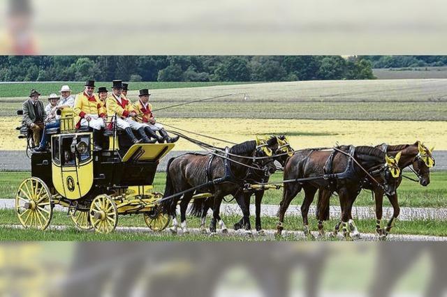 Der Markgraf von Baden hoch auf dem gelben Wagen