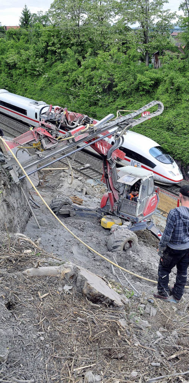 Der Abhang, der am 9. Mai ins Rutschen...reis und die Felsen zu stabilisieren.   | Foto: Thomas Kunz