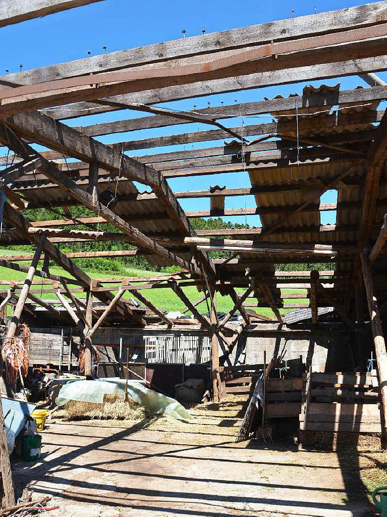 Ein Schafstall bei Brunnadern fiel dem Tornado zum Opfer. Ein Schafstall bei Brunnadern fiel dem Tornado zum Opfer.