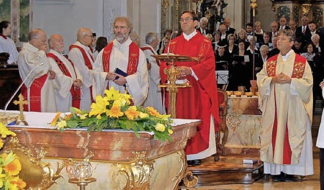 Feierten in der Seminarkirche in St. P...rer Klemens Armbruster aus St. Peter.   | Foto: Christian Ringwald