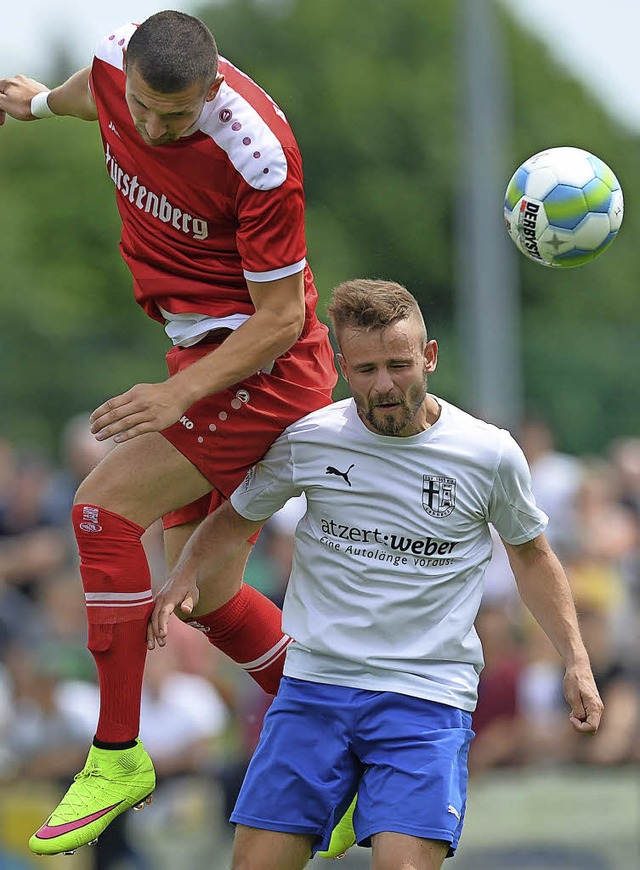 Seine Kopfballstrke konnte der Bahlin...hnerz) nicht zu einem Treffer nutzen.   | Foto: Patrick Seeger