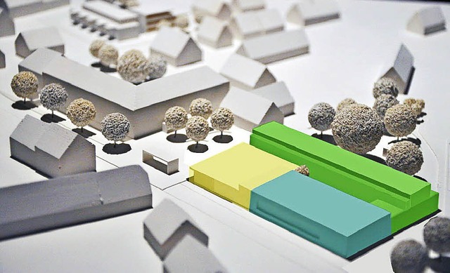 Dank der Farben gut zu erkennen: die modulare Bauweise der neuen Ortsmitte.   | Foto: Grnenwald+ Heyl