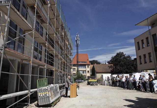 Richtfest: In einem Dreivierteljahr so...n der Bismarckstrae in Betrieb gehen.  | Foto: Michael Haberer