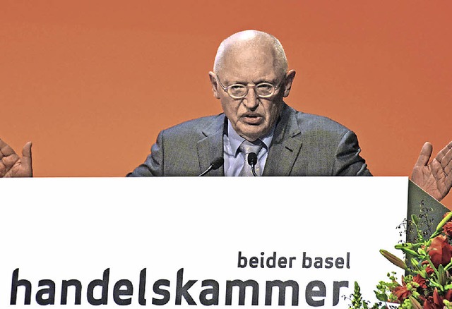 Gnter Verheugen in Basel   | Foto: Annette Mahro