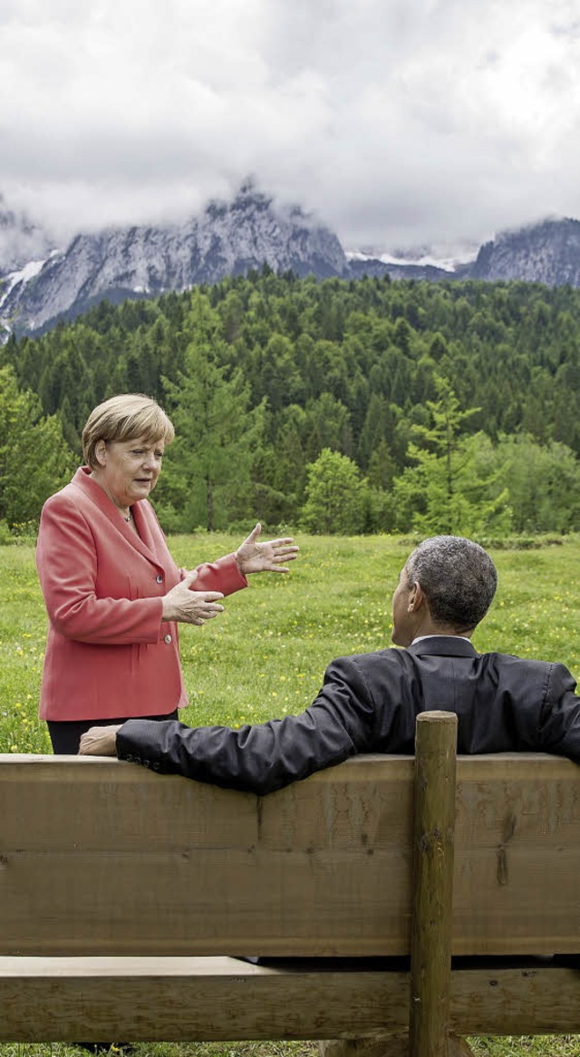 Lockere Stimmung, freundliche Gesprch...erkel und US-Prsident Barack  Obama    | Foto: AFP