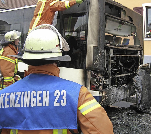 Ein Linienbus ist am Montag in Kenzingen in Brand geraten  | Foto: Feuerwehr Kenzingen