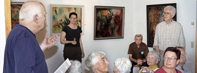 Leiselheim. Bernd Kellner (links) vom ...reis Geyer zu Lauf bei der Vernissage.  | Foto: Roland Vitt