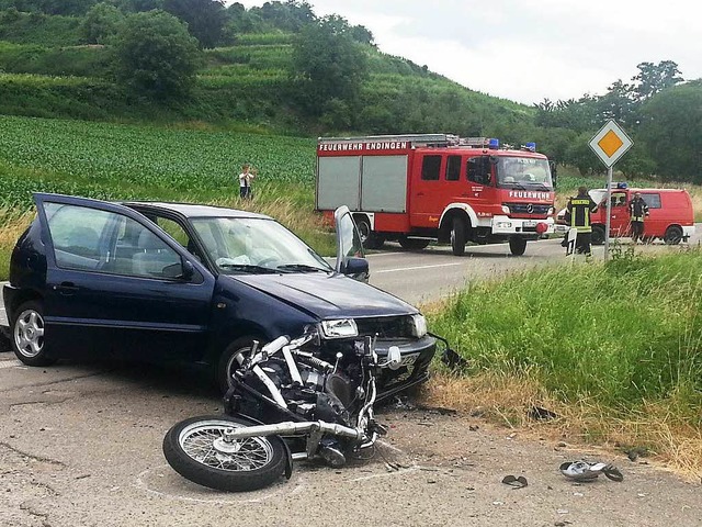 Tdlich verletzt wurde ein Motorradfah...isstrae zwischen Endingen und Riegel.  | Foto: Martin Wendel