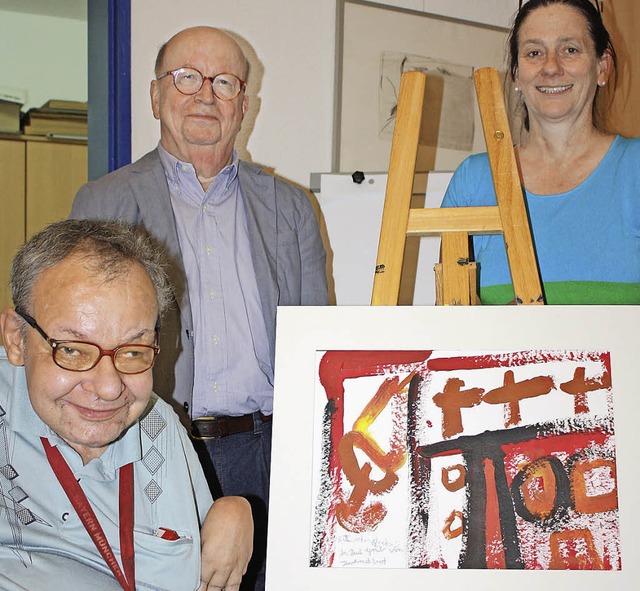 Als Geburtstagsgeschenk fr Kunstpfarr...g und Rainer Kaskel vom Trgerverein.   | Foto: Barbara Schmidt