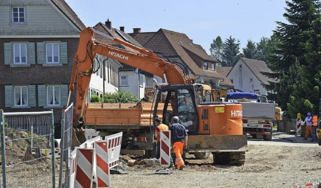 Baustelle Obere Hauptstrae: Alles luft nach Plan.   | Foto: Martin Wunderle