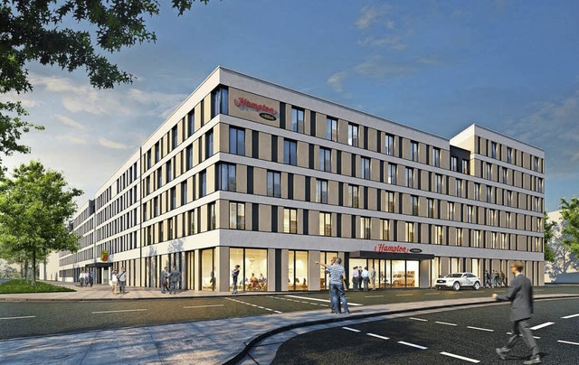 Simulation des geplanten Hotels &quot;...ilton&quot; auf dem Gterbahnhof-Areal  | Foto: Revitalis Real Estate