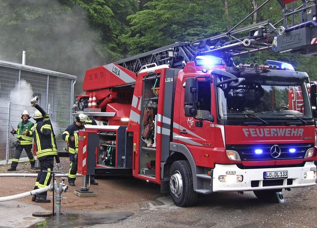 Beinahe wie ein echter Notfall wirkte ...er Feuerwehr am Tierheim in Hauingen.   | Foto: zvg