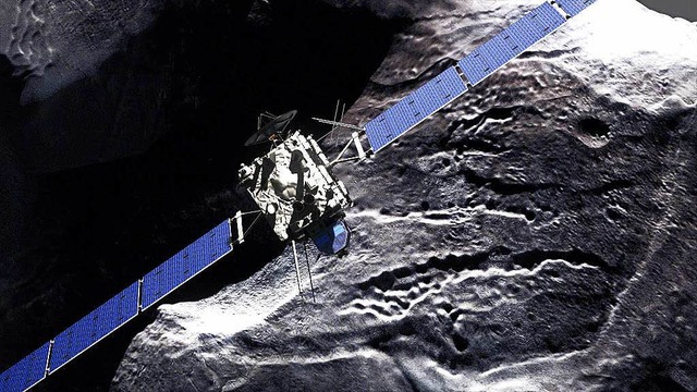 Die Raumsonde Rosetta kreist um den un...ist  der Landeroboter Philea gelandet.  | Foto: dpa