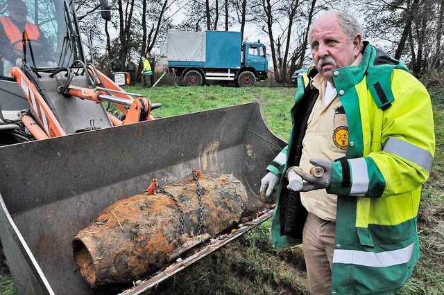 500 Kilo wiegt die Bombe, die  von Kla...emberg 2012 bei der B3 geborgen wurde.  | Foto: Markus Zimmermann