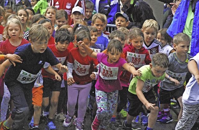 Jeder will der Erste sein: Eng geht#s zu, wenn Bambini starten.   | Foto: Maja Tolsdorf