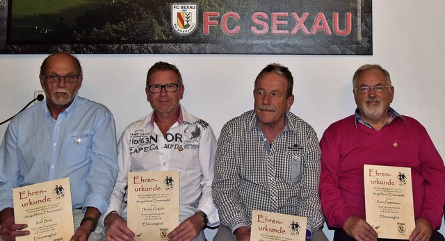 Neue Ehrenmitglieder beim FC Sexau.<Te...Werner Sammel, Kurt Zimmermann,</Text>  | Foto: Hans-E. Meidhof