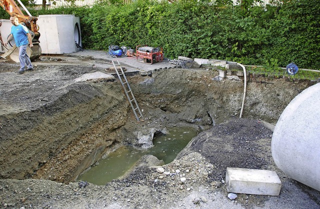 Baustelle fr den Stauraumkanal in Btzingen.   | Foto: manfred frietsch