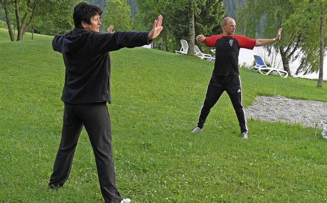 Qigong im Freibad Aqua fun in Schluchs...ttwochs im Freibad  Qigong an.</Text>   | Foto: Ute Aschendorf