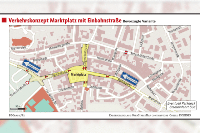 Drei Varianten für die Verkehrsführung im Breisacher Stadtzentrum