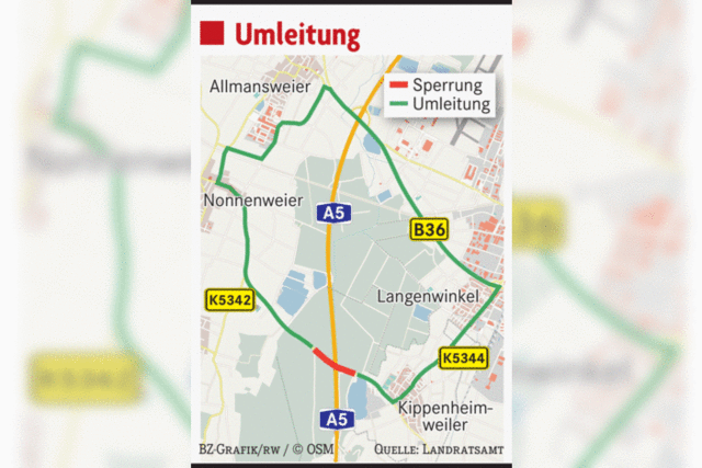Brückenbau bei Kippenheimweiler: Autobahn und Kreisstraße nachts gesperrt