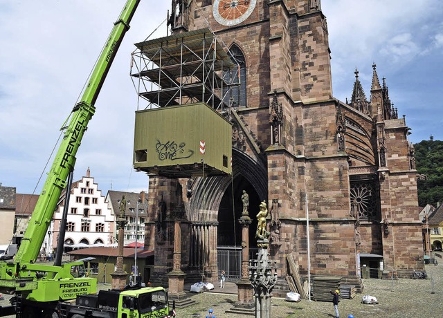 ber den Patronatssulen der schwebende Baugerstkasten.   | Foto: Thomas Kunz